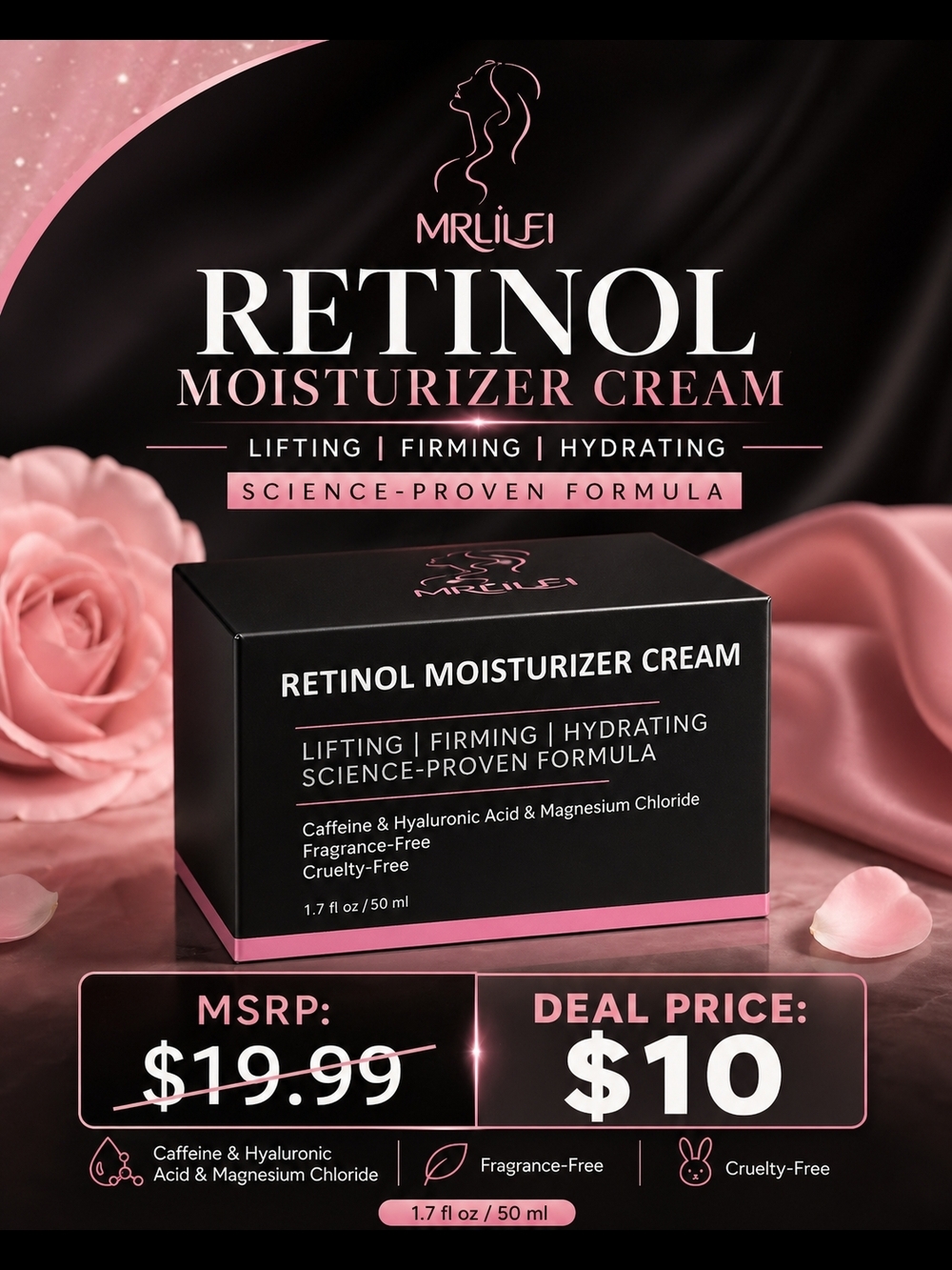 Retinol Moisturizer Cream - Pink Hydrating & Firming Face Cream